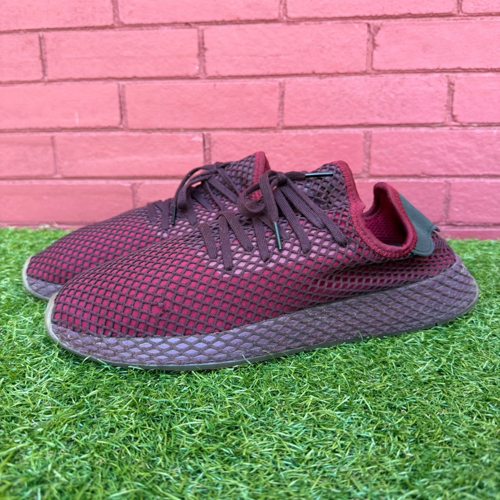 Adidas Deerupt Runner Men Burgundy Mesh Athletic Lace Up Sneakers‎ Size 14
